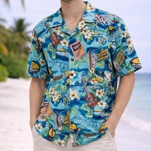 High Surf Blue Hawaiian Button Down Medium